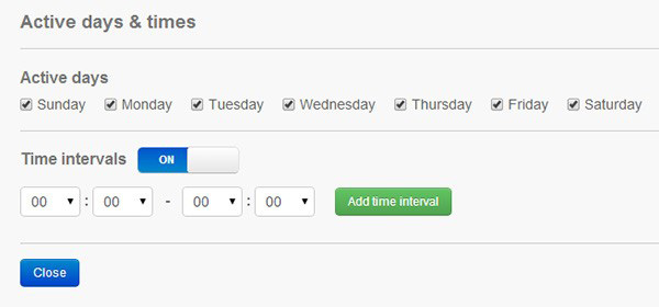 Настройки плагина Block site